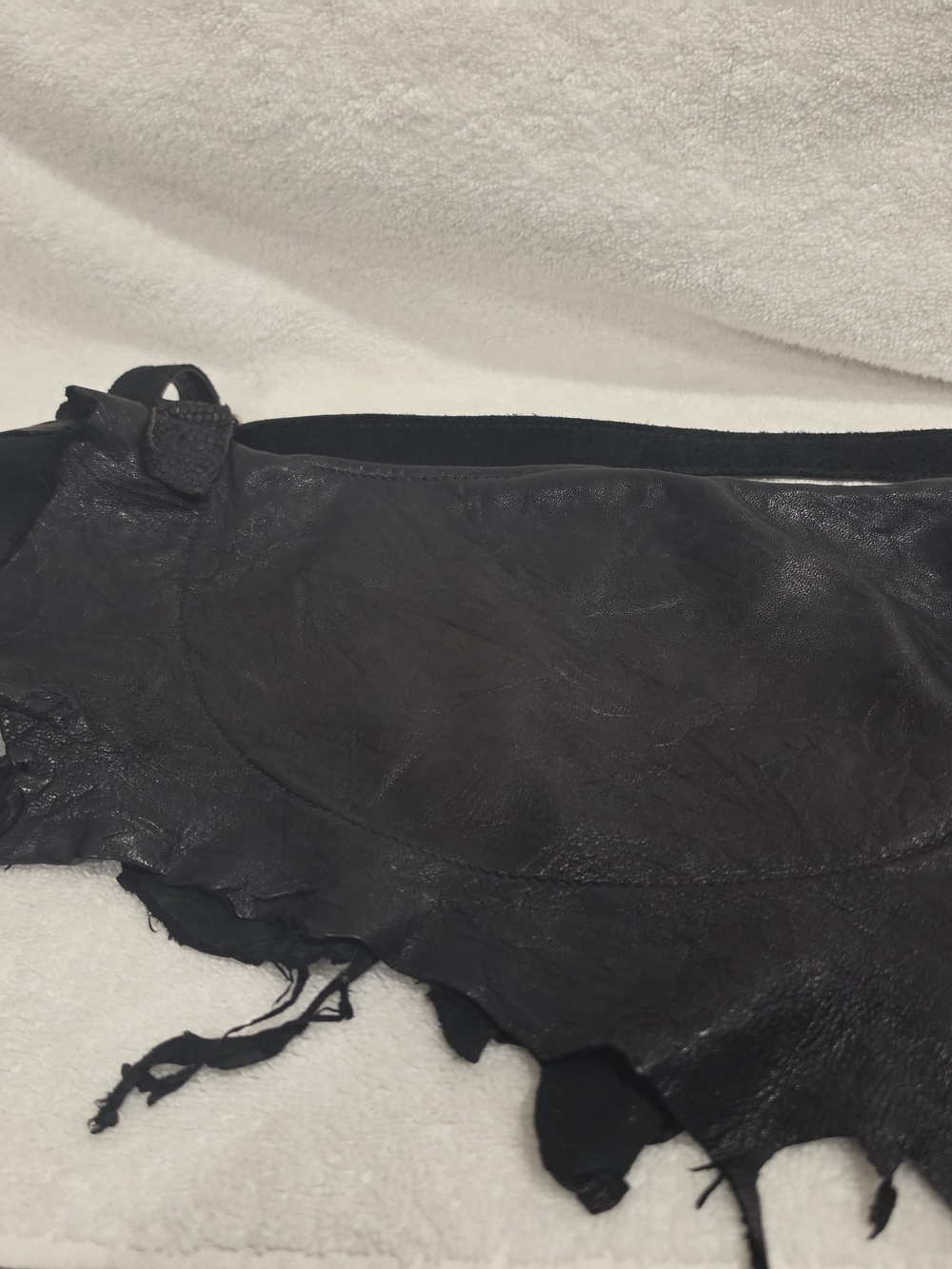 Black Distressed Leather Crossbody Belt Bag